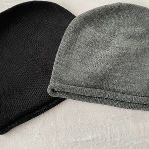 Alternative Apparel Winter Beanie Gray & Black & Red Bundle -- 2 Hats NWT